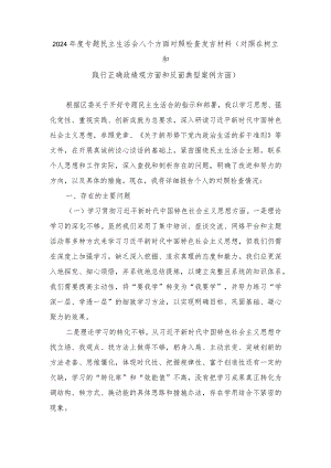 (对照在树立和践行正确政绩观方面和反面典型案例方面)专题民主生活会八个方面对照检查发言材料doc.docx