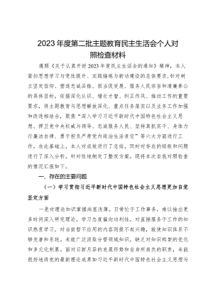 第二批主题教育组织生活会个人对照检查材料.docx