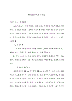 班组长个人工作计划.docx