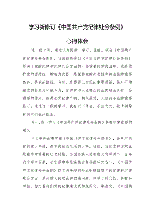 银行工作员学习新修订《中国共产党纪律处分条例》心得体会 汇编4份.docx