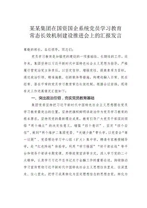 某某集团在国资国企系统党员学习教育常态长效机制建设推进会上的汇报发言.docx