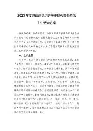 2023年度县政府党组班子主题教育专题民主生活会方案.docx