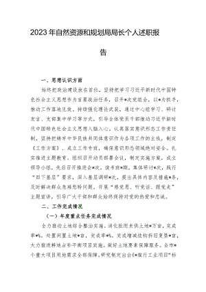 2023年自然资源和规划局局长个人述职报告.docx