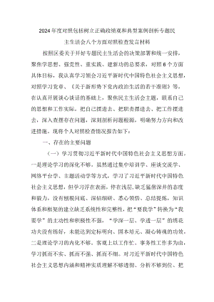 2024年度对照包括树立正确政绩观和典型案例剖析专题民主生活会八个方面对照检查发言材料.docx