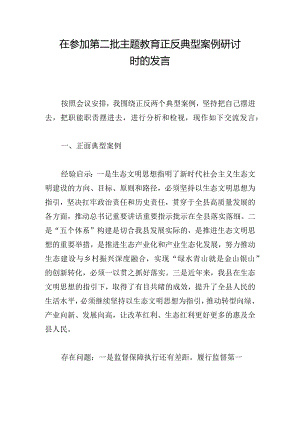 在参加第二批主题教育正反典型案例研讨时的发言.docx