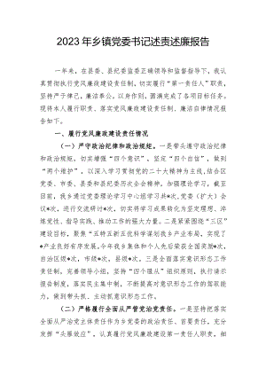 2023年乡镇党委书记述责述廉报告.docx