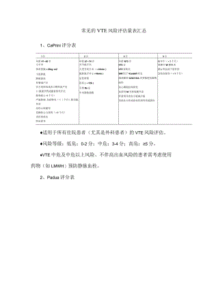 常见的VTE风险评估量表汇总.docx
