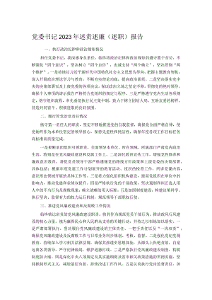 党委书记2023年述责述廉（述职）报告.docx