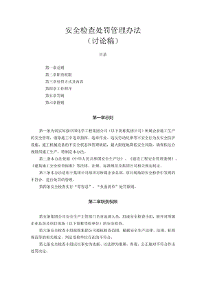 12月8号附件3：《集团公司安全检查处罚管理办法》（讨论稿）.docx