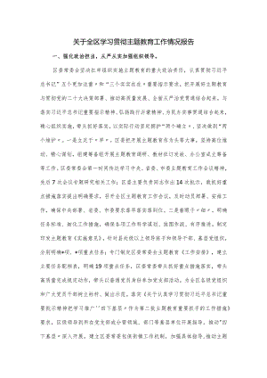 关于全区学习贯彻主题教育工作情况报告.docx