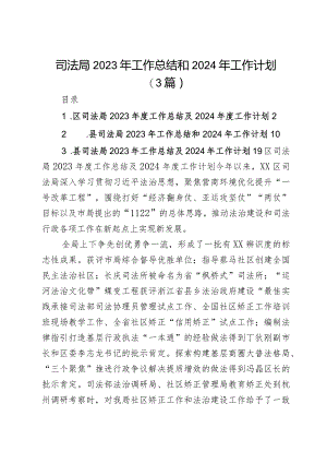司法局2023年工作总结和2024年工作计划（3篇）.docx