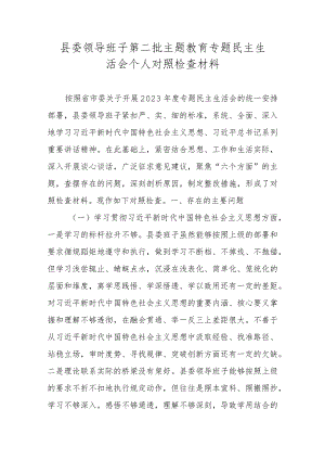 领导班子民主生活会个人对照检查材料（维护党中央权威和集中统一领导等新六个方面）.docx