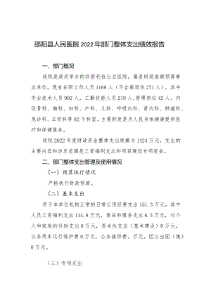 邵阳县人民医院2022年部门整体支出绩效报告.docx