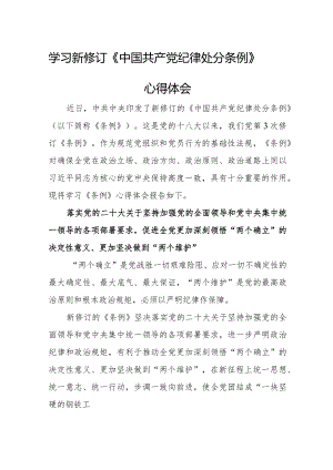 公务员学习新修订《中国共产党纪律处分条例》个人心得体会 （5份）.docx