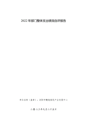 2022年部门整体支出绩效自评报告.docx