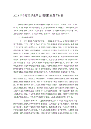 2023年专题组织生活会对照检查发言材料.docx