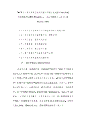 2024年对照反面典型案例剖析方面树立及践行正确政绩观深刻剖析原因整改整治剖析八个方面专题民主生活会对照检查发言材料.docx