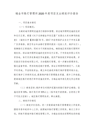 瑞金市路灯管理所2020年度项目支出绩效评价报告.docx