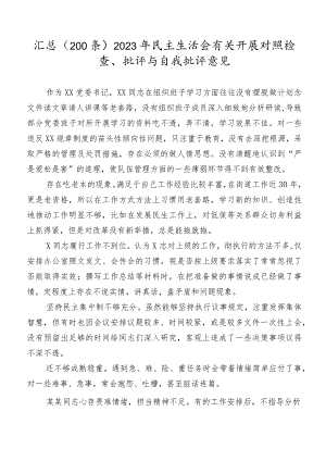 汇总（200条）2023年民主生活会有关开展对照检查、批评与自我批评意见.docx