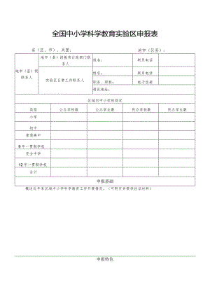 全国中小学科学教育实验区申报表.docx
