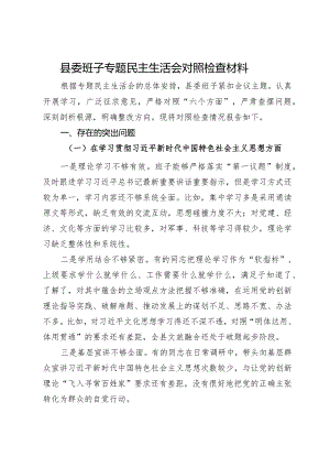 县委班子专题民主生活会对照检查材料.docx