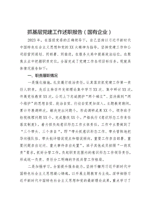 公司党支部书记2023年抓基层党建工作述职报告.docx