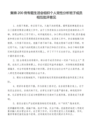 集锦200例专题生活会组织个人党性分析班子成员相互批评意见.docx