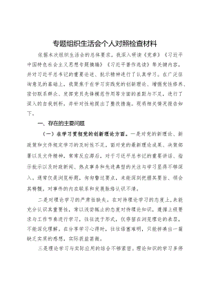 人力资源和社会保障局党员干部主题教育专题组织生活会个人对照检查材料.docx