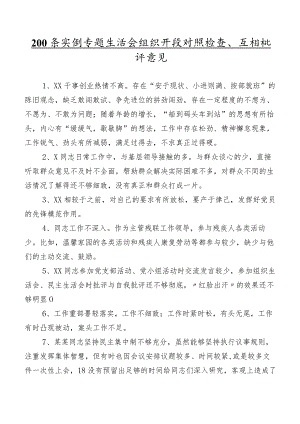 200条实例专题生活会组织开展对照检查、互相批评意见.docx