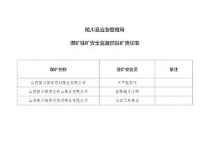 陵川县应急管理局煤矿驻矿安全监督员驻矿责任表.docx