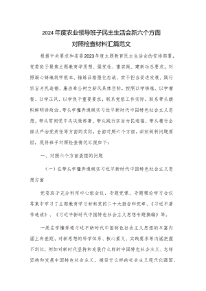 2024年度农业领导班子民主生活会新六个方面对照检查材料汇篇范文.docx