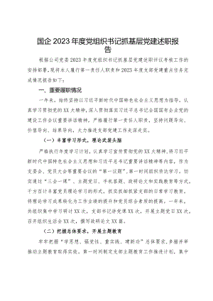 国企2023年度党组织书记抓基层党建述职报告.docx