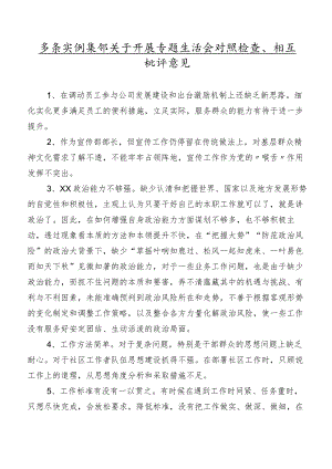 多条实例集锦关于开展专题生活会对照检查、相互批评意见.docx