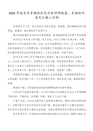 2024年度有关专题组织生活会对照检查、互相批评意见汇编二百例.docx