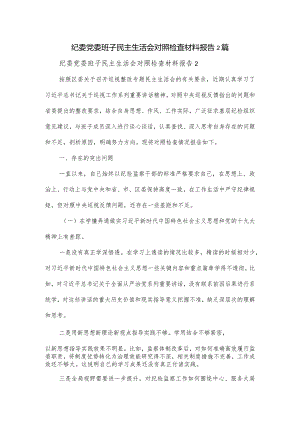 纪委党委班子民主生活会对照检查材料报告2篇.docx