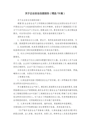 关于企业安全自查报告（精选19篇）.docx