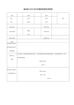 威远县2022年乡村植保员报名审核表.docx