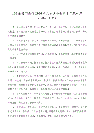 200条实例集锦2024年民主生活会关于开展对照互相批评意见.docx