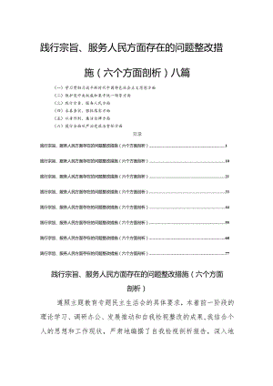 践行宗旨、服务人民方面存在的问题整改措施(六个方面剖析)八篇.docx