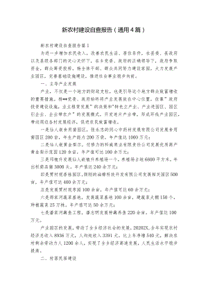 新农村建设自查报告（通用4篇）.docx