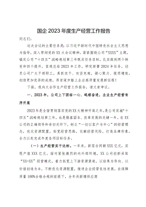国企2023年度生产经营工作报告.docx