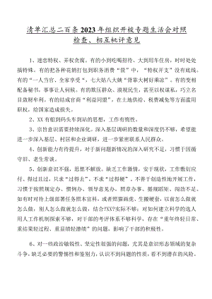 清单汇总二百条2023年组织开展专题生活会对照检查、相互批评意见.docx