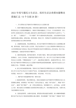 2023年度专题民主生活会、组织生活会查摆问题整改措施汇总（6个方面28条）.docx