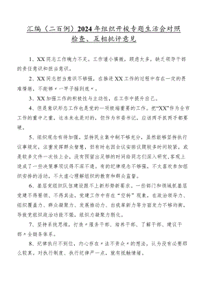 汇编（二百例）2024年组织开展专题生活会对照检查、互相批评意见.docx