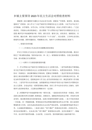 乡镇主要领导2023年民主生活会对照检查材料.docx