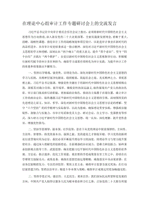 在理论中心组审计工作专题研讨会上的交流发言.docx