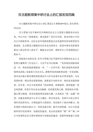 在主题教育集中研讨会上的汇报发言四篇.docx