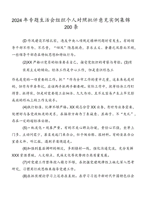 2024年专题生活会组织个人对照批评意见实例集锦200条.docx
