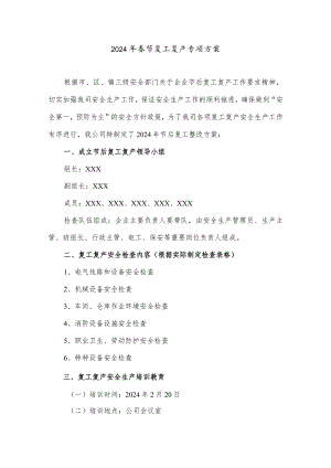 2024年建筑公司春节复工复产方案（合计5份）.docx