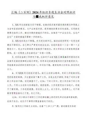 汇编（二百例）2024年组织专题生活会对照批评与自我批评意见.docx